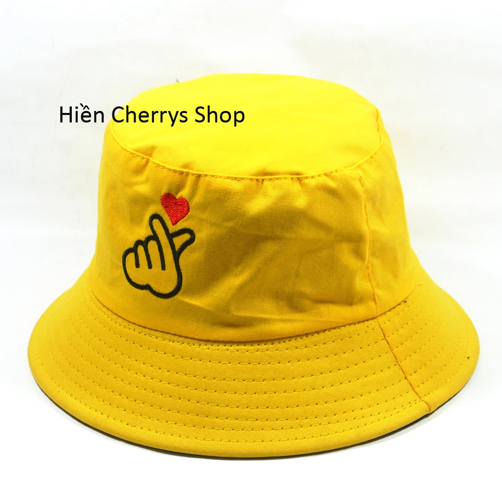 Nón bucket 2 mặt thêu hình bắn tim sành điệu thích hợp cho mọi người