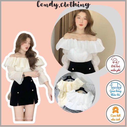 Áo Trễ Vai Chất Liệu Tơ Tay Dài CendyClothing CD197