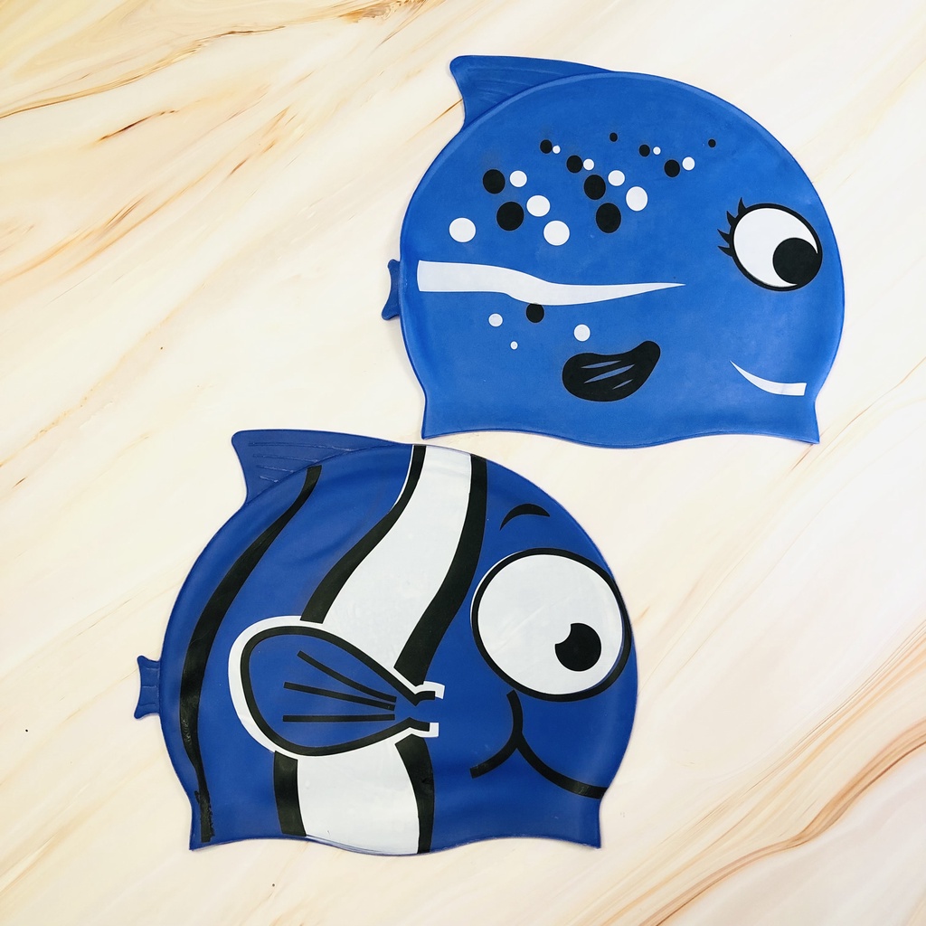 Nón bơi trẻ em, nón bơi cho bé chất silicon chống thấm nước co giãn tốt hình cá cho bé thoải mái bơi lội - CASHZINESHOP