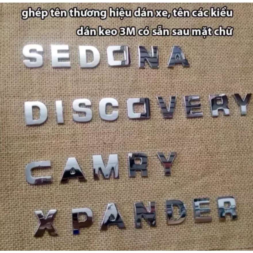 Chữ Và Số Kim Loại Trang Trí Xe Ô Tô - Chữ Nổi Có Kèm Theo Keo 3M Dán Xe Hơi