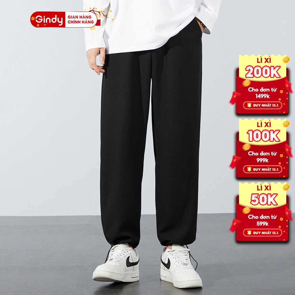 Quần jogger nam nữ GINDY thể thao dây rút chất nỉ da cá phong cách unisex cá tính thời trang thu đông QN004