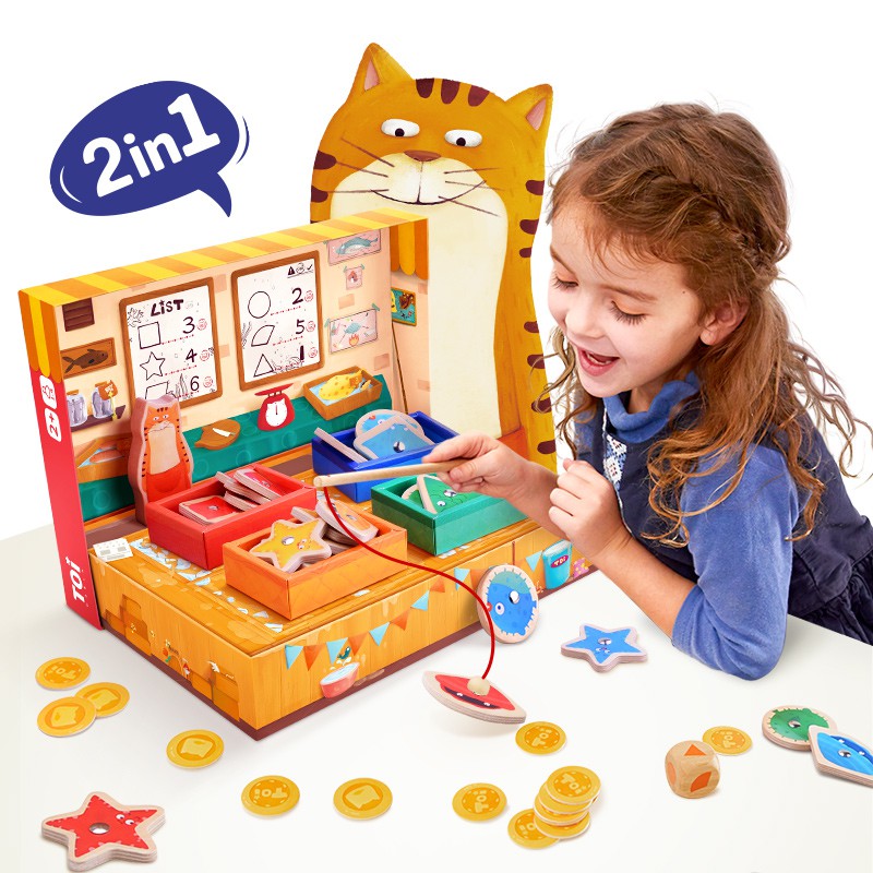 Bộ Đồ Chơi Câu Cá Nam Châm Gỗ Cho Bé 2+ Hãng TOI- Frank's Fish Shop TP204
