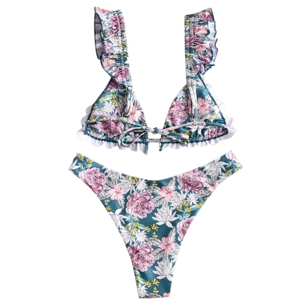 Bộ Bikini 2 Mảnh Cổ Chữ V In Hoa Quyến Rũ Cho Nữ | BigBuy360 - bigbuy360.vn