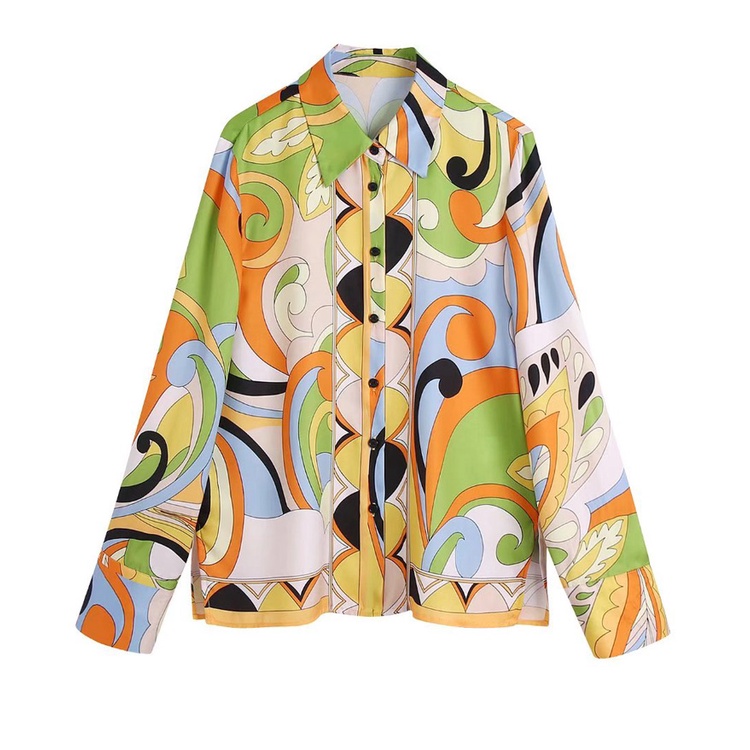 Zara Set Áo Sơ Mi Cổ Bẻ In Họa Tiết + Quần Dài Lưng Cao + Chân Váy Ngắn Thời Trang Mùa Hè Cho Nữ 222664188 2789157