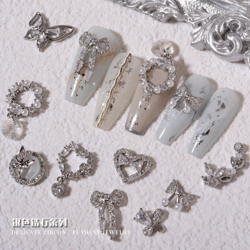 Charm nail cao cấp,charm kim loại tim,nơ,gấu,thỏ nail cao cấp