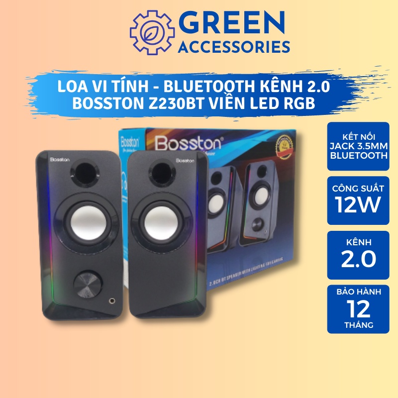 Loa Vi Tính 2.0 Có Bluetooth Bosston Z203BT Viền LED RGB Bh 12 Tháng