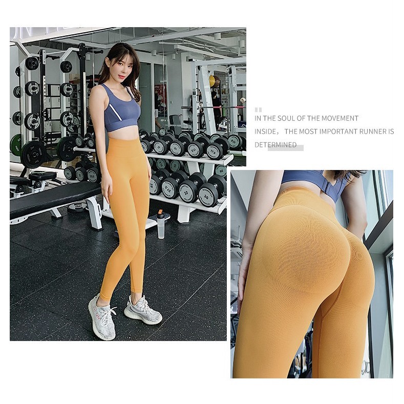 Quần Tập Gym Nữ Legging Trơn Rúm Cạp Cao Chun Mông Tôn Dáng