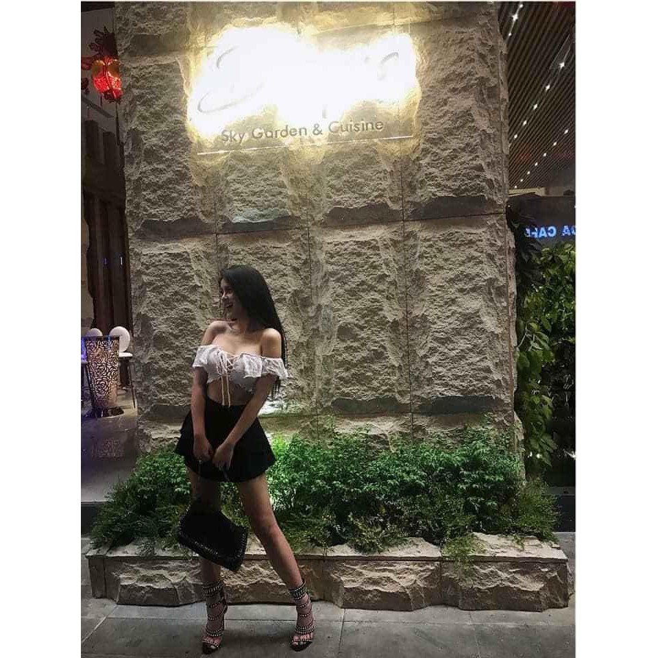 Áo bệt vai croptop