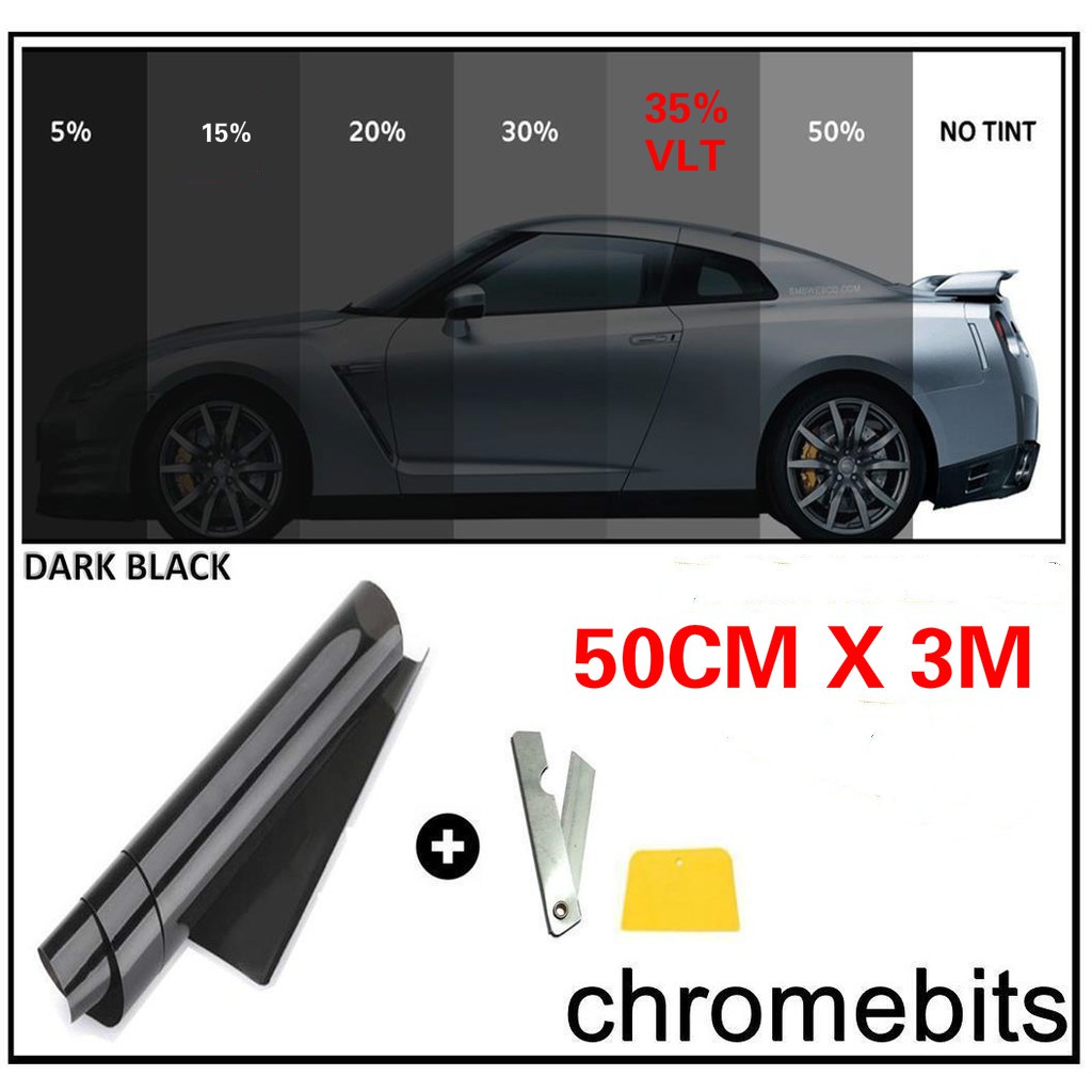 Màng Phim Dán Cửa Sổ Xe Hơi Màu Đen 50Cm X 3M