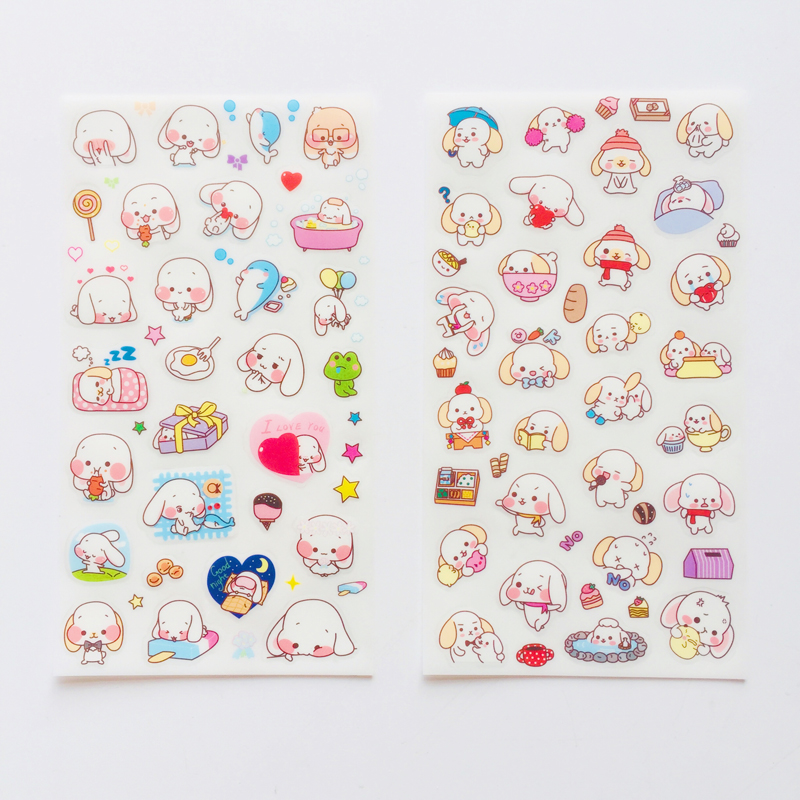 Bộ 6 Tấm Hình Dán Hoạt Hình Chó Con Dễ Thương