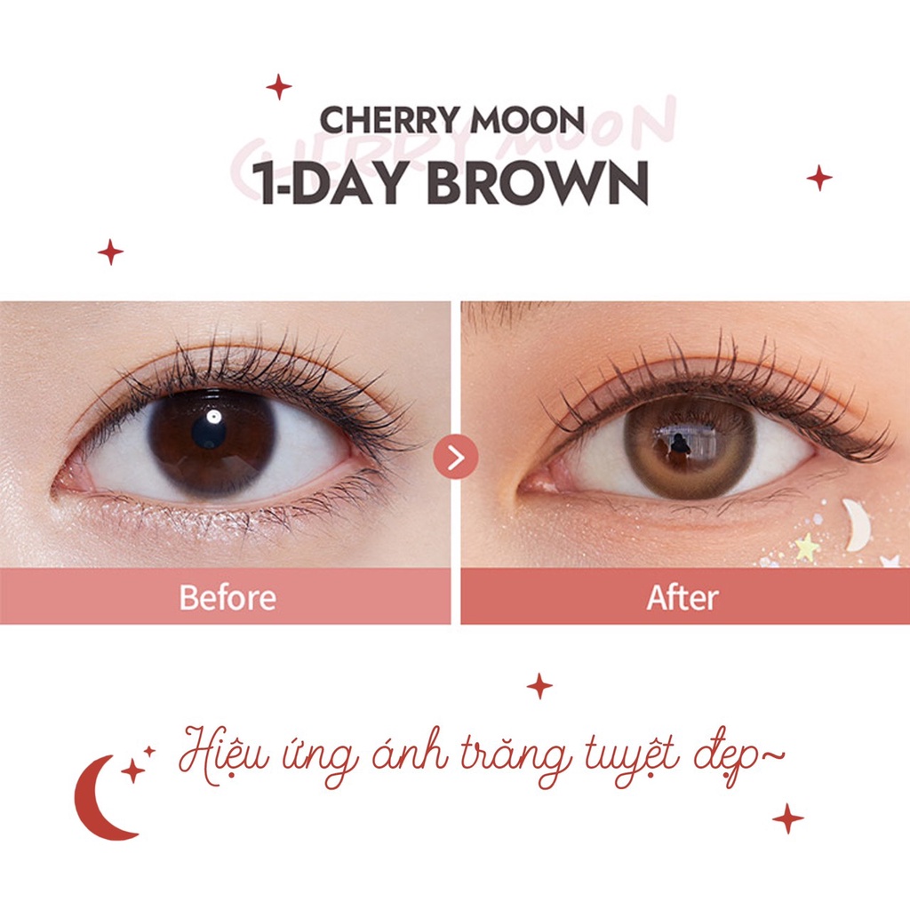 [Video thật] Lens 1 ngày Olens CHERRY MOON BROWN áp tròng 14,2mm, nâu tây long lanh Hàn Quốc, siêu êm đeo 24h