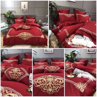 Set chăn ga gối Lụa thêu 60s, hàng cao cấp hoàng gia.