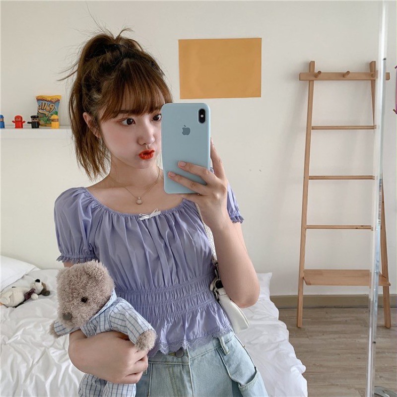 Áo croptop tím bo eo Quảng Châu