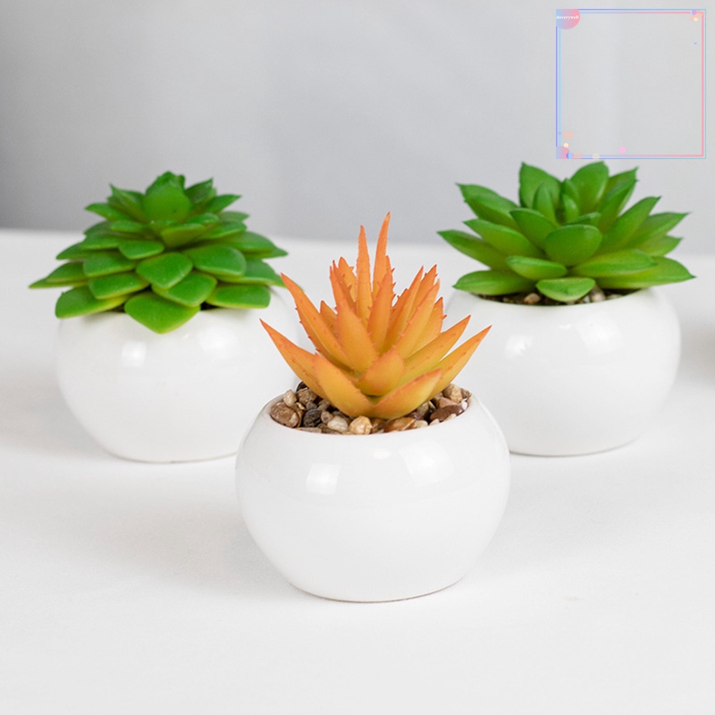 Chậu Cây Cảnh Nhân Tạo Mini Bằng PVC Sống Động Trang Trí Bàn Làm Việc