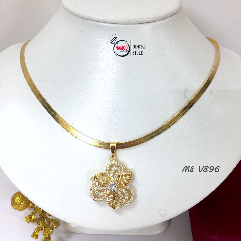Dây Chuyền Nữ ĐÍnh Đá V898 Mặt Hoa Lớn Kết Hợp Dây 50cn(nhiều mẫu dây)