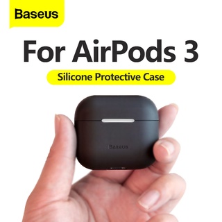 Vỏ BASEUS bảo vệ hộp sạc tai nghe Airpods 3 2021 0.8mm Bluetooth không dây bằng silicon siêu mỏng chống rơi 360
