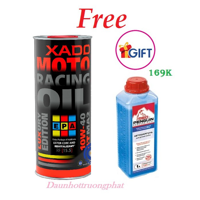 Nhớt Xado Racing 10W40 1L tặng 1 chai nước rửa xe Xado đậm đặc