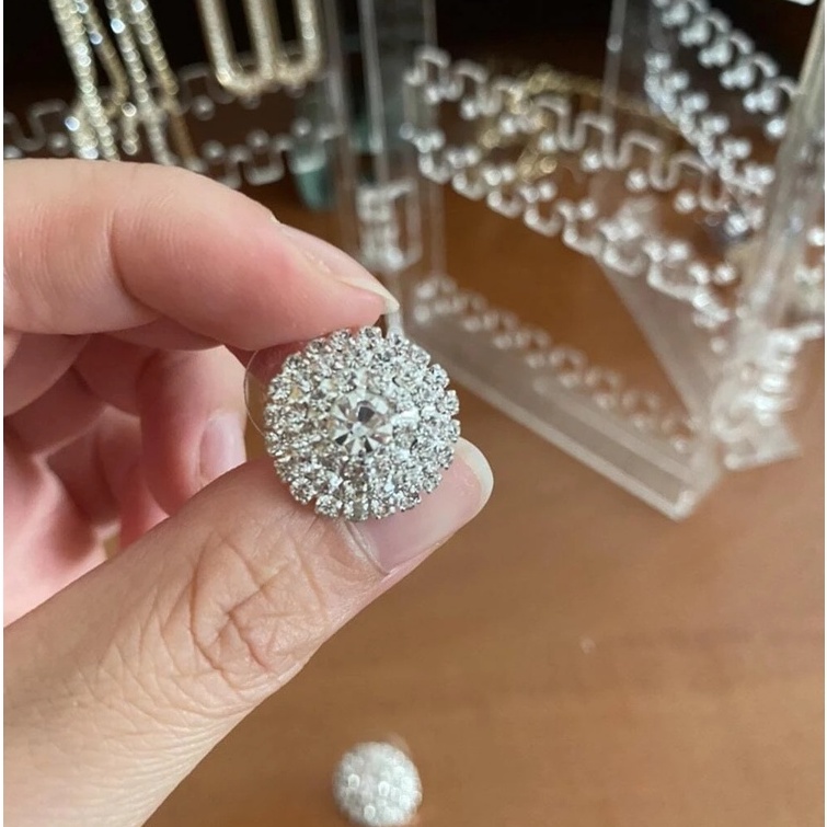 Đôi Khuyên Tai Tròn Đính Đá Thời Trang Cho Nữ