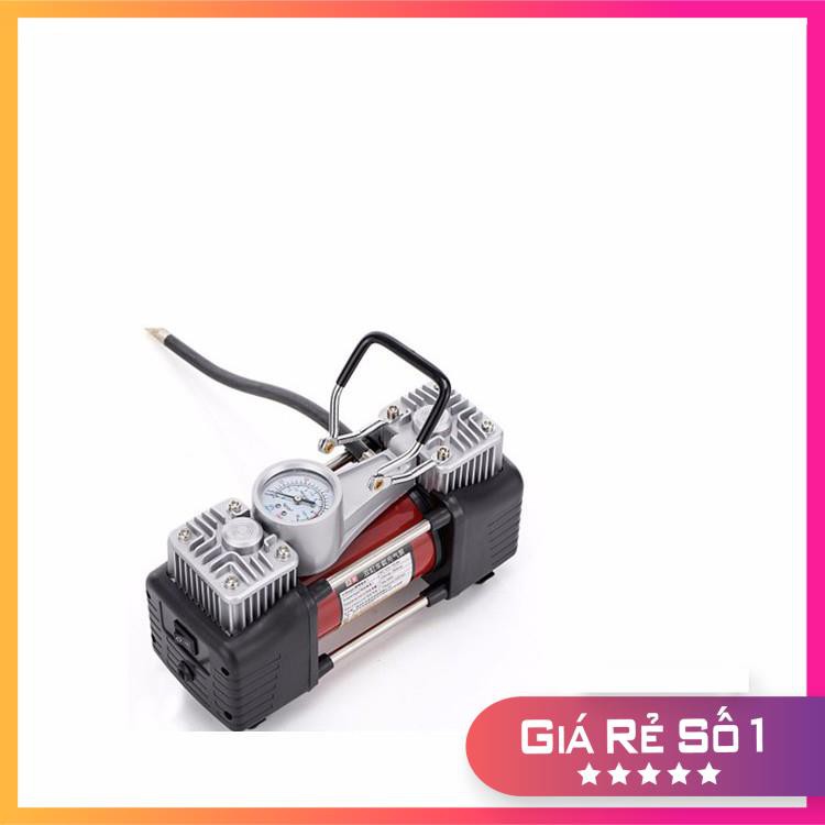 Bơm Lốp ôtô 12V⚡𝐅𝐑𝐄𝐄 𝐒𝐇𝐈𝐏⚡Bơm Lốp ô tô, xe máy 2 xi lanh, có đầu cắm tẩu 12V trên ô tô và kẹp điện bình ắc quy