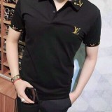 Áo thun polo nam có cổ tay ngắn vải thun cotton co giãn thêu họa tiết