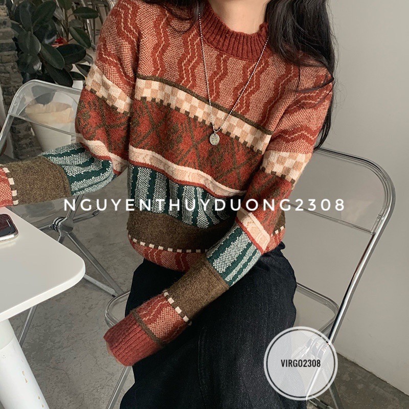 [Ảnh thật/Sẵn]Áo len Ulzzang thổ cẩm Quảng Châu mã N01
