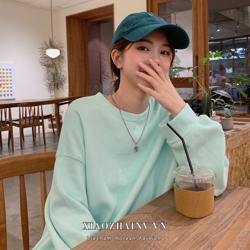 Xiaozhainv Áo Sweater Tay Dài Màu Trơn Phong Cách Hàn Quốc Năng Động Cho Nữ | BigBuy360 - bigbuy360.vn
