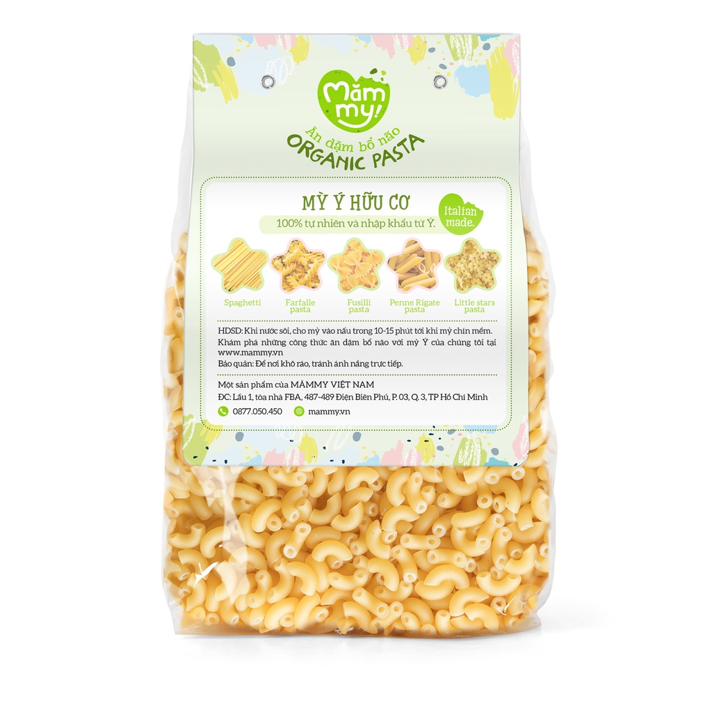 [Nhập Khẩu Ý] CHỐNG HÓC - Nui ăn dặm hữu cơ cho bé Coquilettes Mămmy 100g