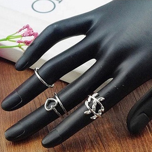 Set 4 Nhẫn Đốt Ngón Tay Nhiều Kiểu Đính Đá Phong Cách Boho