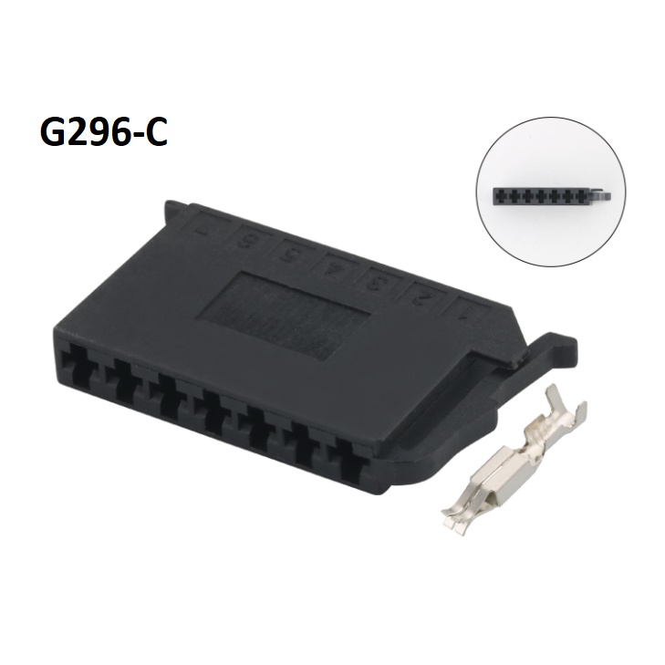 G296-Giắc cắm nối xe hơi 7 lỗ 2.8mm ngang màu đen