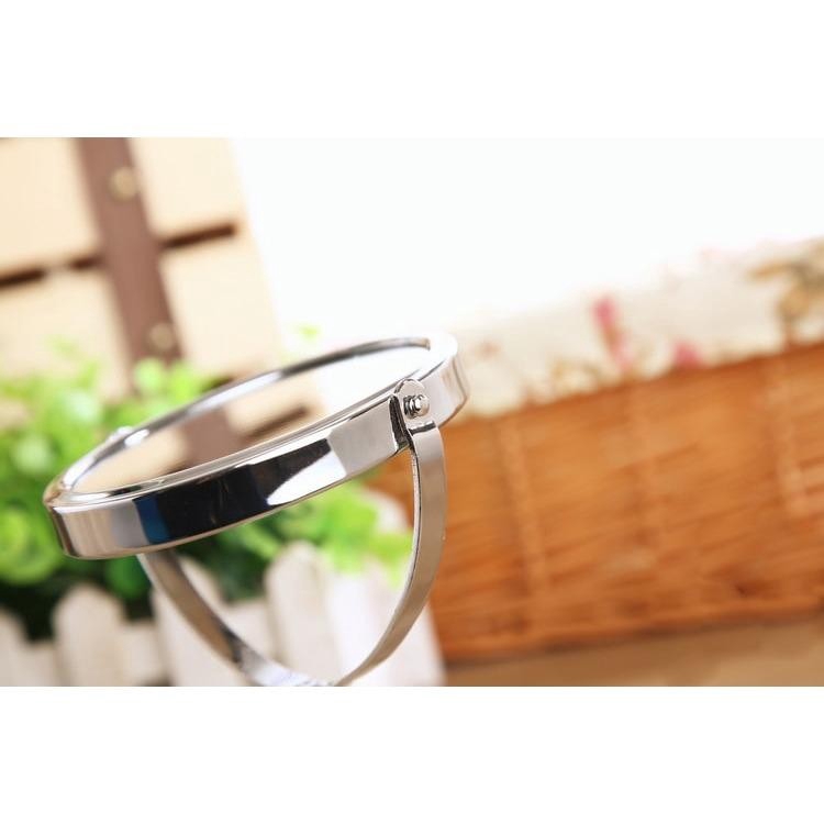Gương trang điểm mini 2 mặt phẳng để bàn một mặt có thể phóng to gấp 3 lần đế xoay 360 độ Phặn Phặn