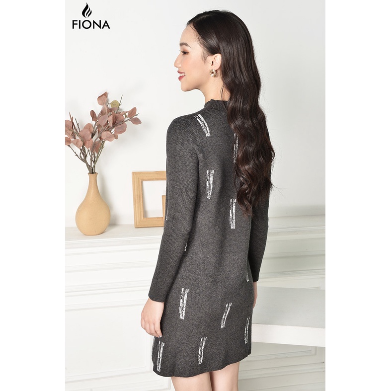 Đầm len dáng suông FIONA, váy đầm len dài tay, cổ cao, dệt họa tiết D859078 | BigBuy360 - bigbuy360.vn