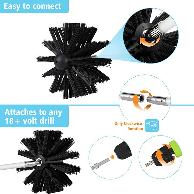 Dryer Vent Cleaner 24 Feet, Flexible 18 Rods Dry Duct Cleaning Kit Chimney Sweep Brush with 2 Brush Heads and Dryer Lint Brush, Extend Up to 24 Feet