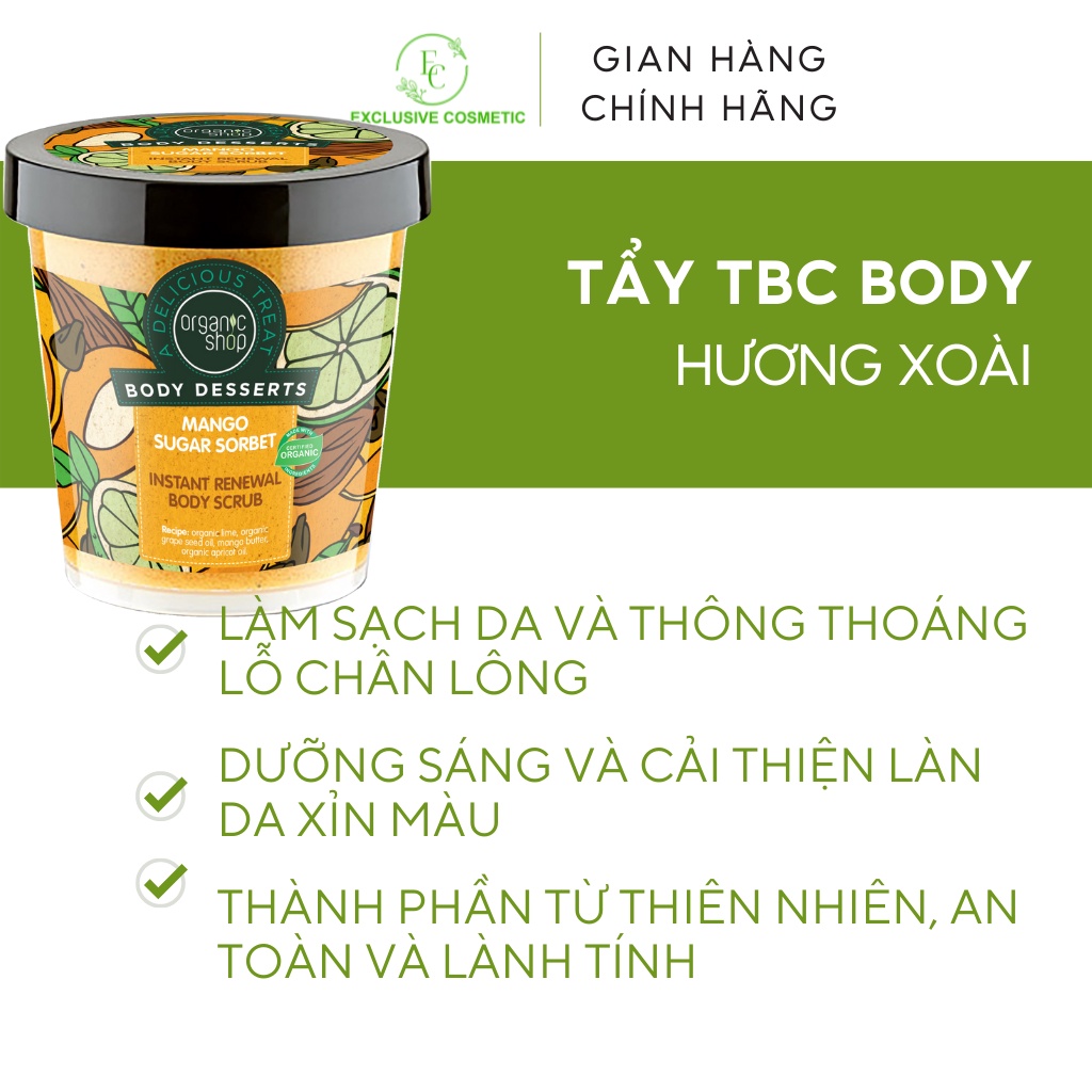 Tẩy tế bào chết toàn thân body Organic Shop Body Scrub 450ml