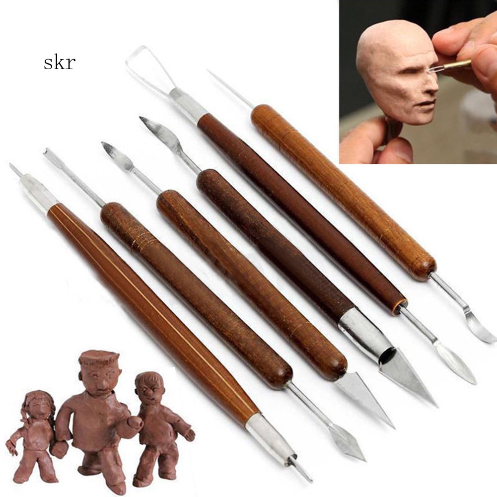 6Pcs Clay Sculpting Set Wax Carving Pottery Tools Shapers Polymer Modeling