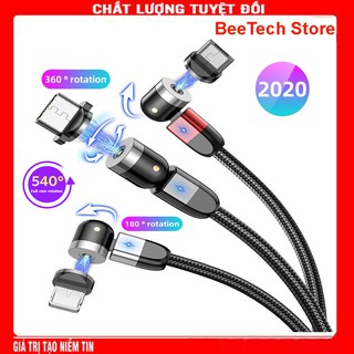 Cáp sạc từ hít nam châm 3 đầu Android và iPhone, Type C 540 độ - Hỗ trợ sạc nhanh