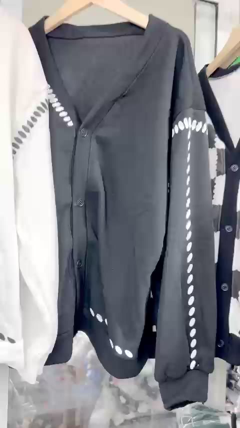 Áo Khoác Cardigan Nét Đứt Đen/Trắng Form Rộng Nam Nữ | BigBuy360 - bigbuy360.vn