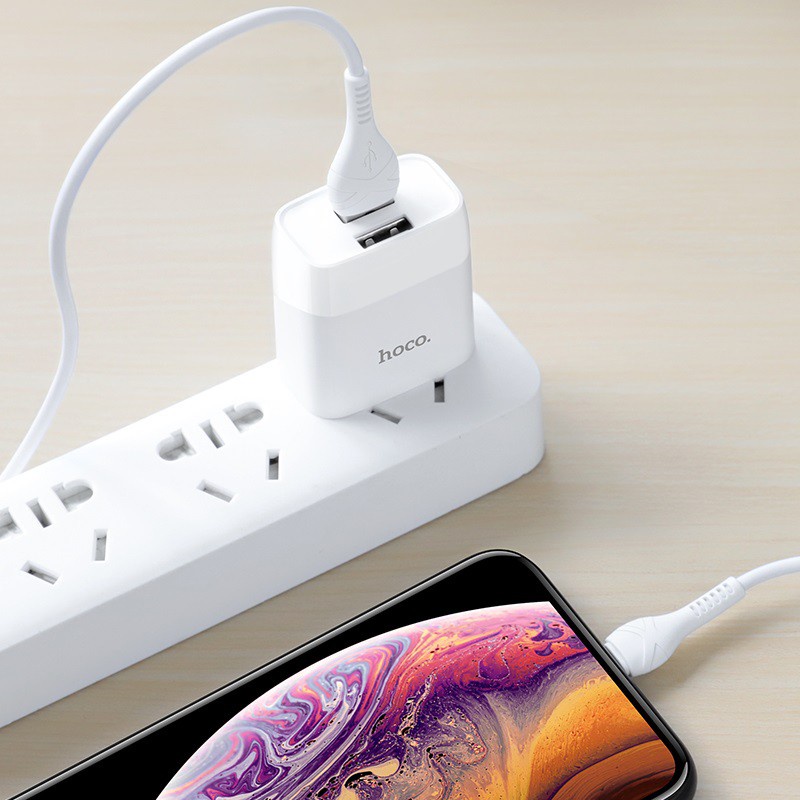 CỐC SẠC/CỦ SẠC NHANH 2 CỔNG USB Hoco C73 C73A Chính Hãng Cho Điện Thoại IP và thiết bị Android