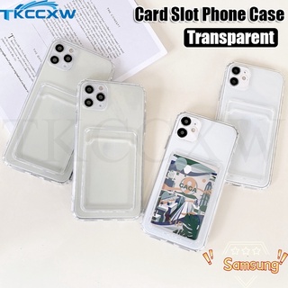 Ốp Điện Thoại TPU Dẻo Trong Suốt Siêu Mỏng Kiểu Ví Đựng Thẻ Cho Samsung Galaxy S21 S20 S22 Ultra S20 S21 S22 Plus