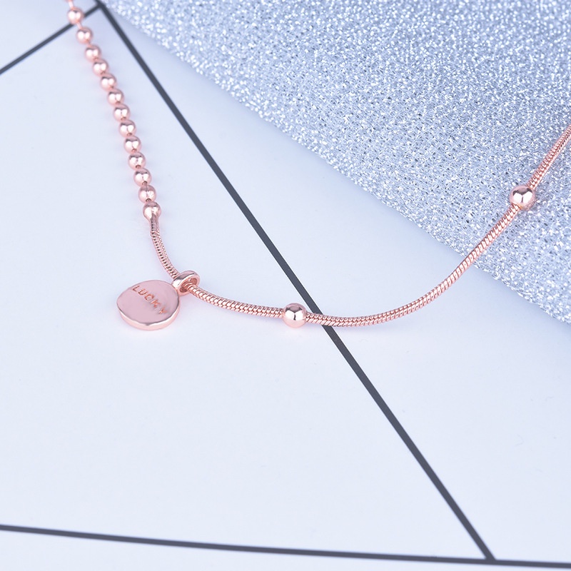 Thời Trang Dây Chuyền Mạ Bạc 925 Mặt Chữ May Mắn