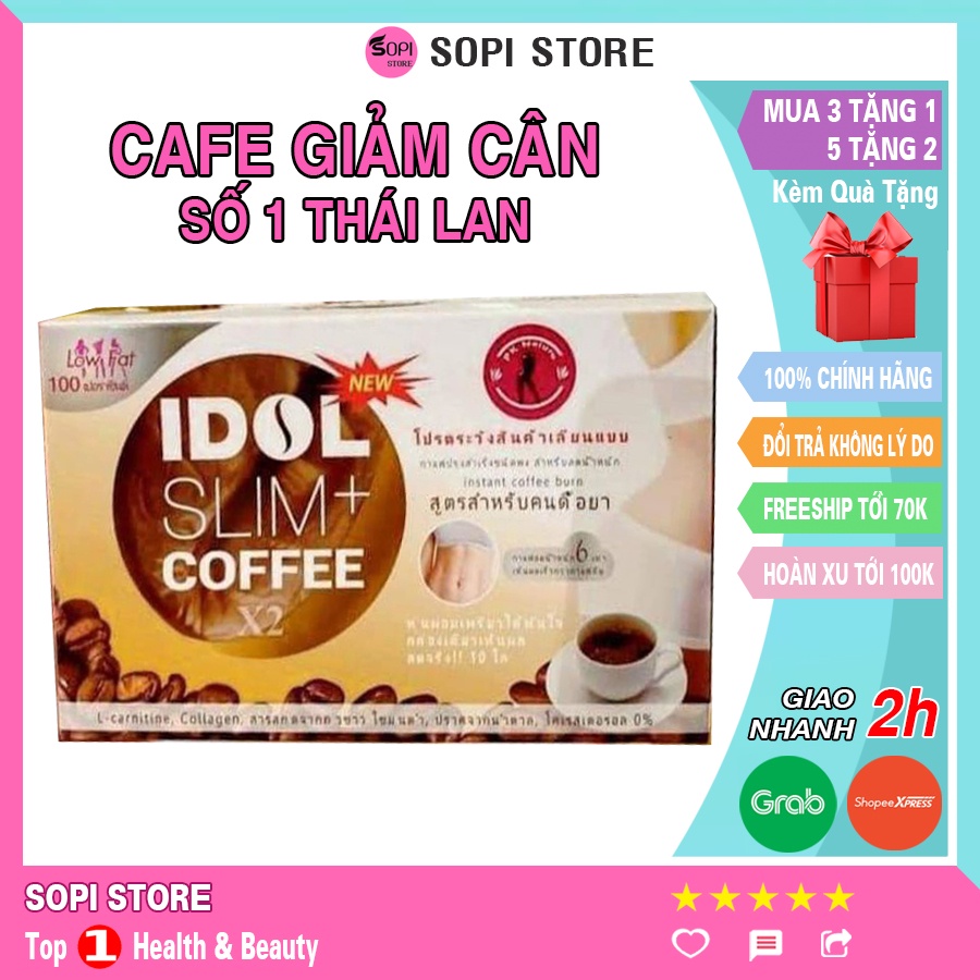 Cà phê giảm cân IDOL SLIM COFFEE X2 Thái Lan hộp 10 gói (New) – Sopi Store