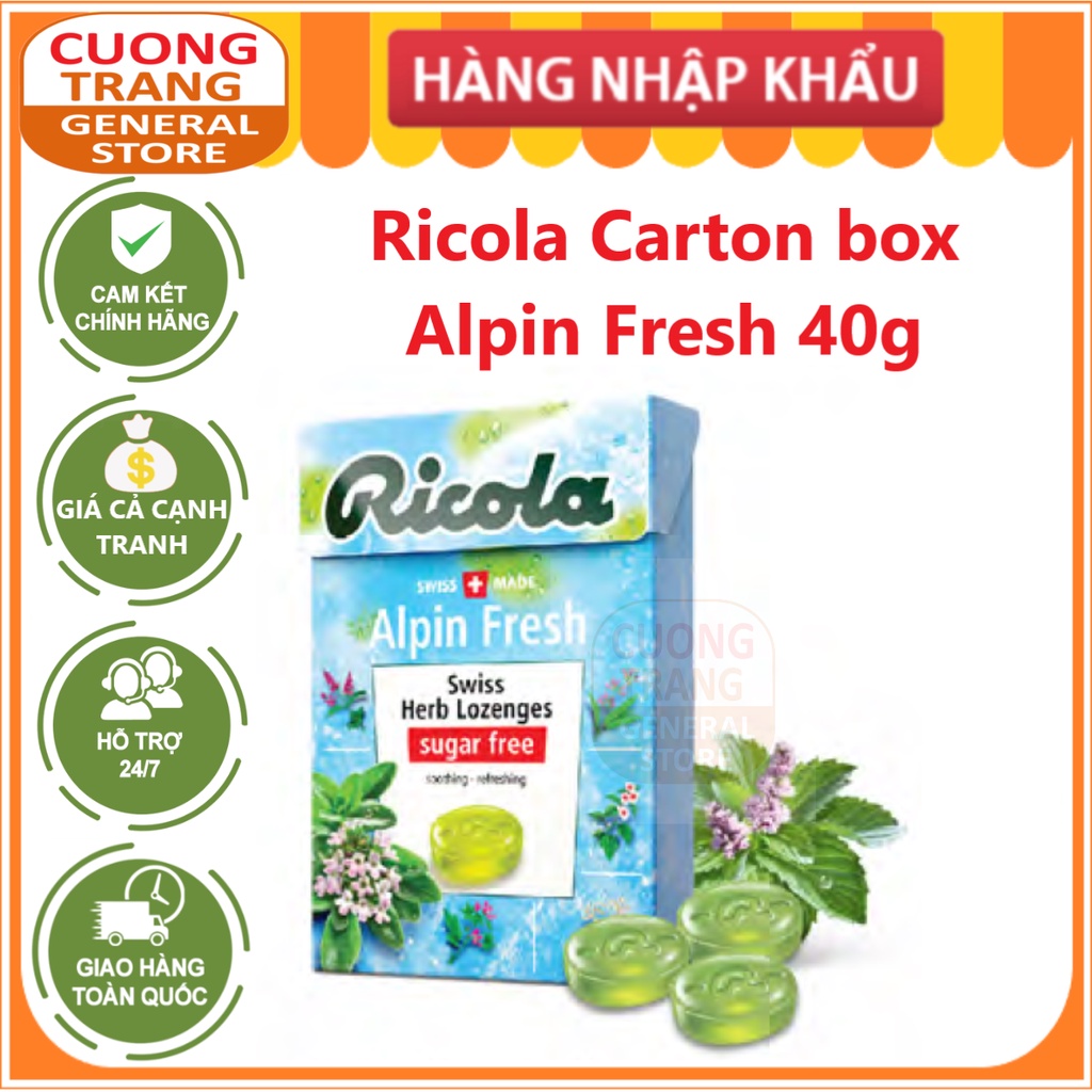 Kẹo ngậm thảo mộc không đường RICOLA ALPIN FRESH hộp 40g