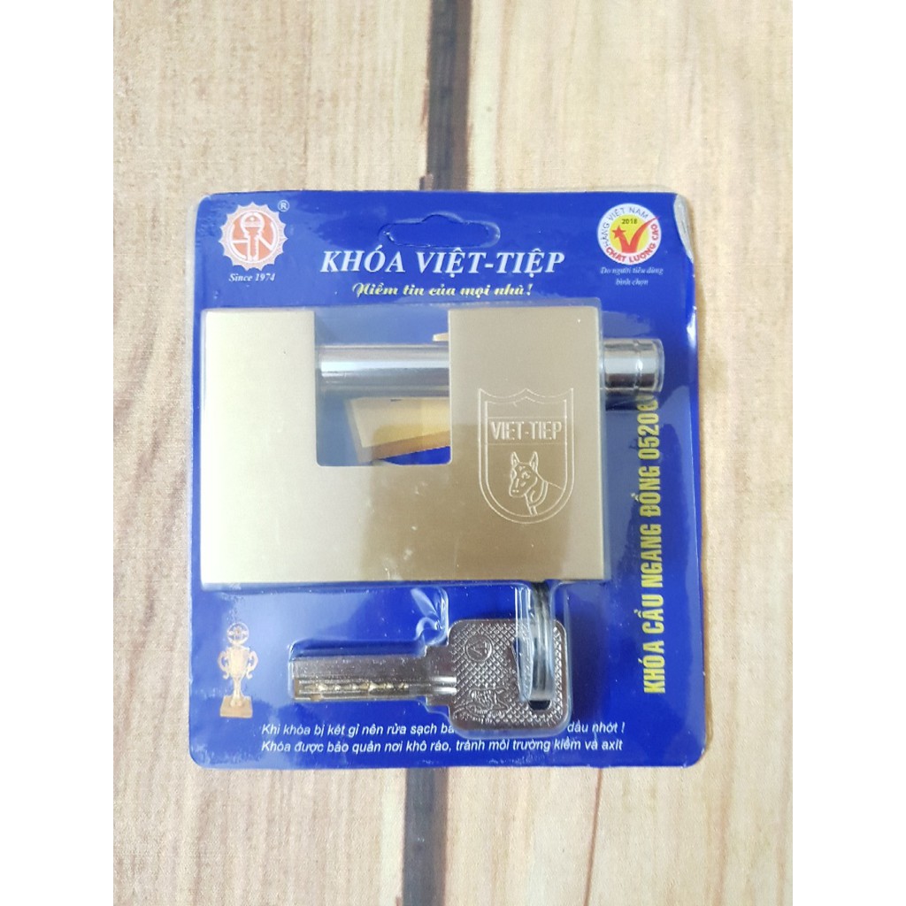 Ổ khoá việt tiệp đồng cầu ngang loại lớn 76 x 53 ống phi 12mm - okvtcn05206