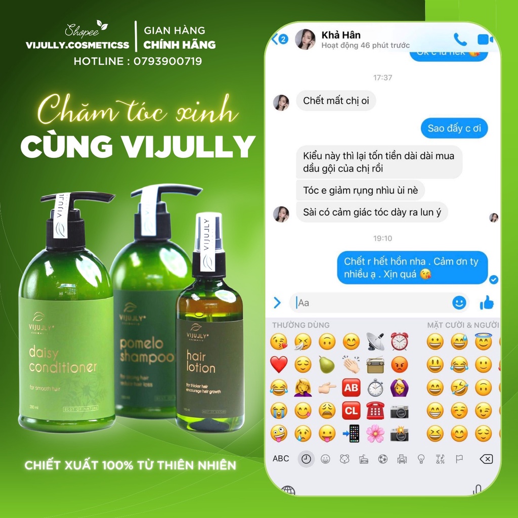 Combo Vijully gội bưởi, xịt tinh dầu bưởi giúp mọc tóc nhanh, giảm rụng tóc ( tặng kèm quà xinh )