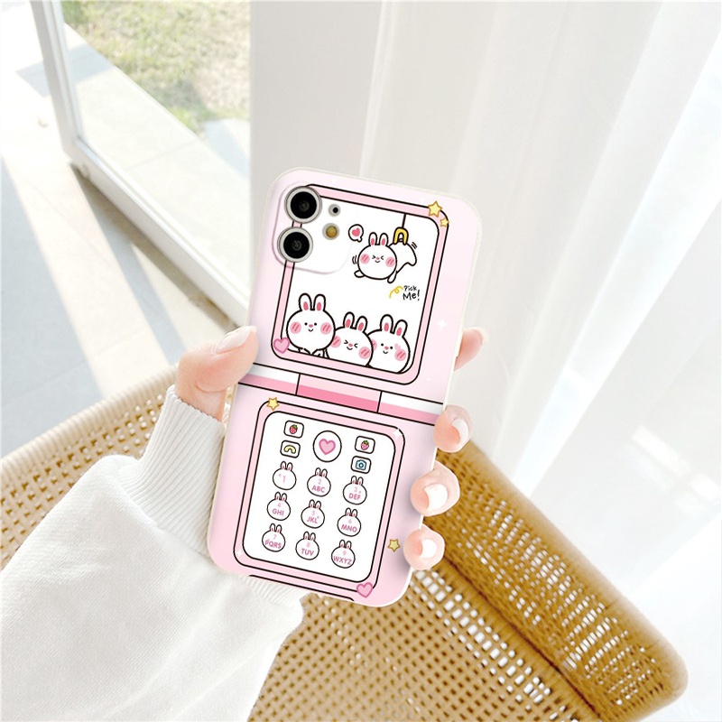 Ốp lưng iphone màn hình điện thoại Thỏ Gấu hồng phone 6 đến 13promax tr178