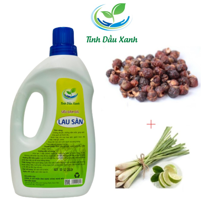 Nước Lau Sàn Tinh Dầu Xanh 1000ml Tinh Chất Chanh Bồ Hòn, Mùi Hương Dễ Chịu, Xua Đuổi Côn Trùng, An Toàn Cho Sức Khỏe