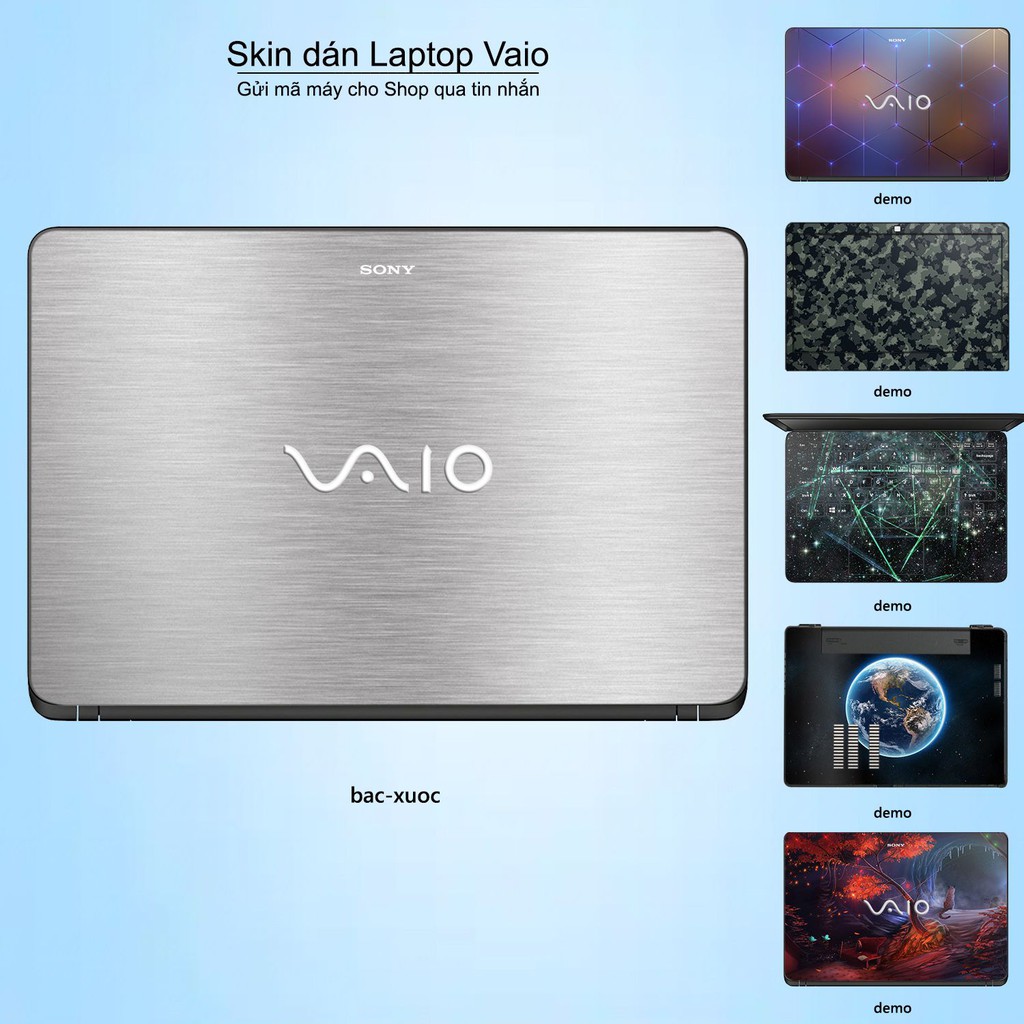 Skin dán Laptop Sony Vaio màu bạc xước (inbox mã máy cho Shop)
