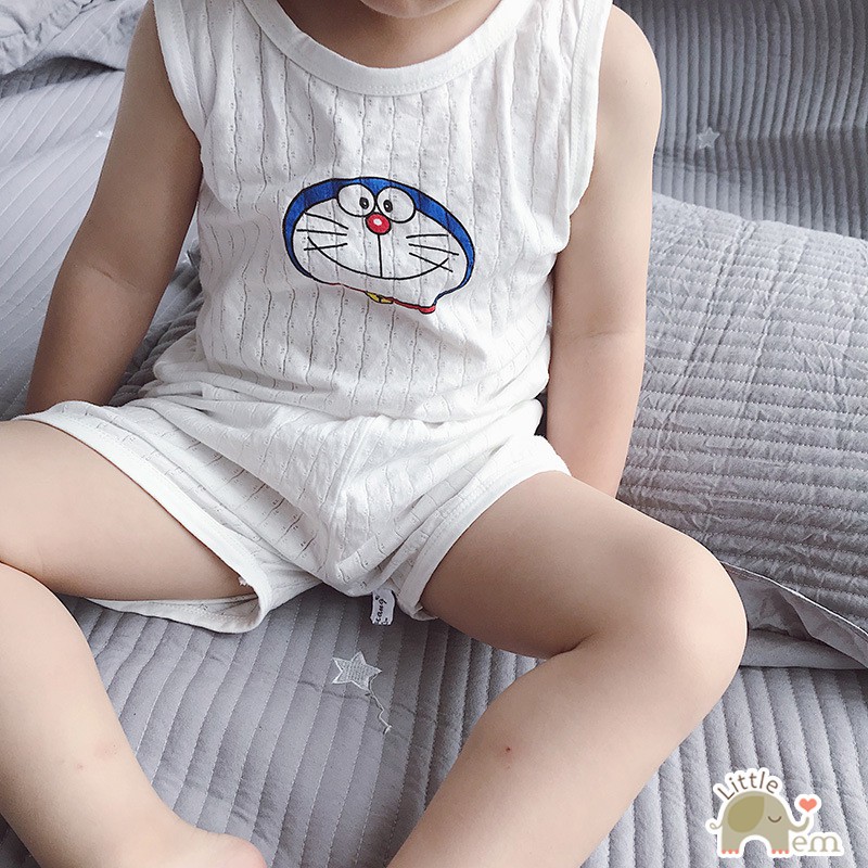 Bộ đồ bé trai/ bé gái Cotton xuất Nhật sát nách _ Doreamon / Maruko