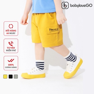 Quần đùi short cho bé BabyloveGo in hình Play chất liệu thun sợi co giãn 4 chiều mềm mát