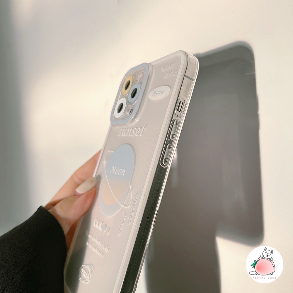 Ốp điện thoại TPU mềm họa tiết hoàng hôn trên mặt trăng thời trang cho iPhone 13 11 12 Pro Max X Xs Max Xr 7 8 Plus