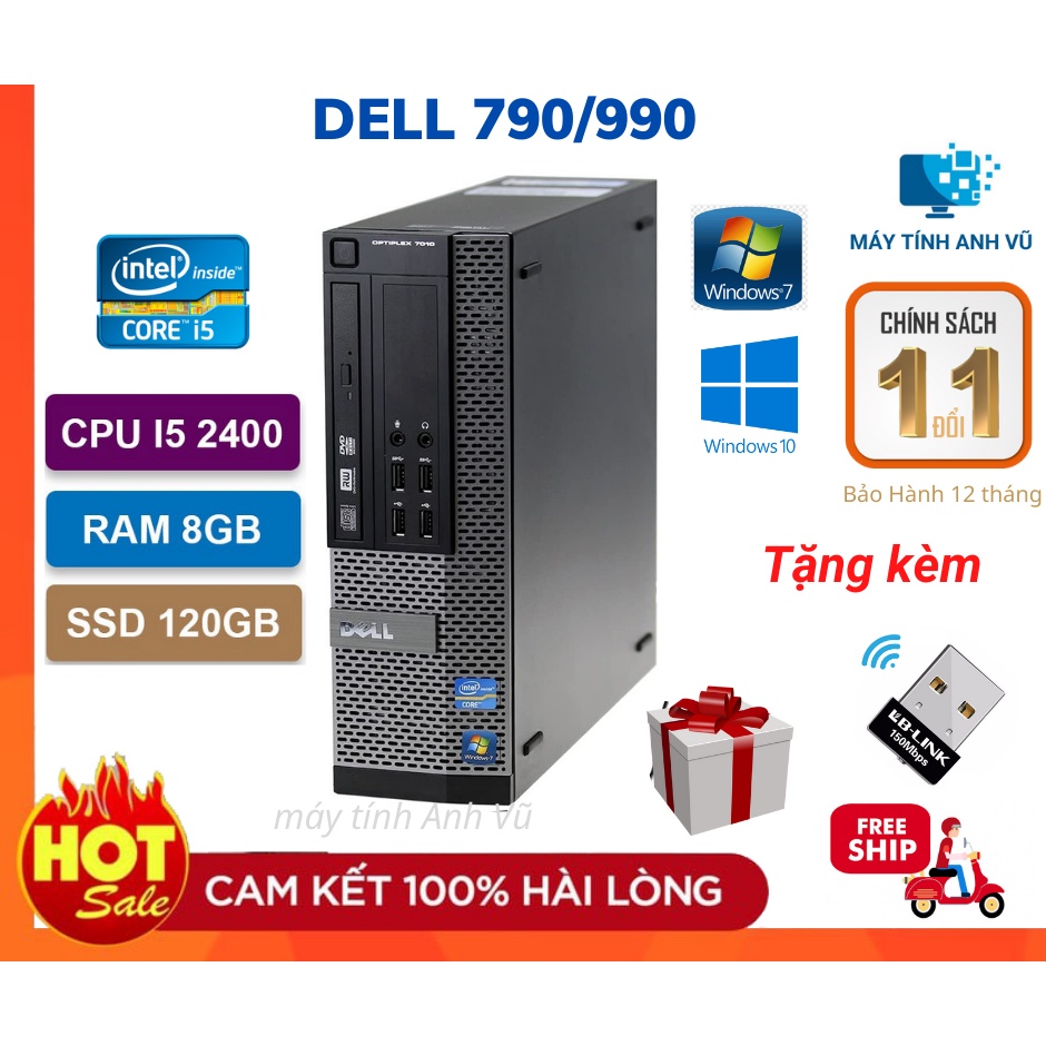 Cây Máy Tính Cũ Máy Bộ Văn Phòng Giá Rẻ - Dell Optiplex 790/990 ( I5 2400/8G/120G ) - Bảo Hành 12 Tháng